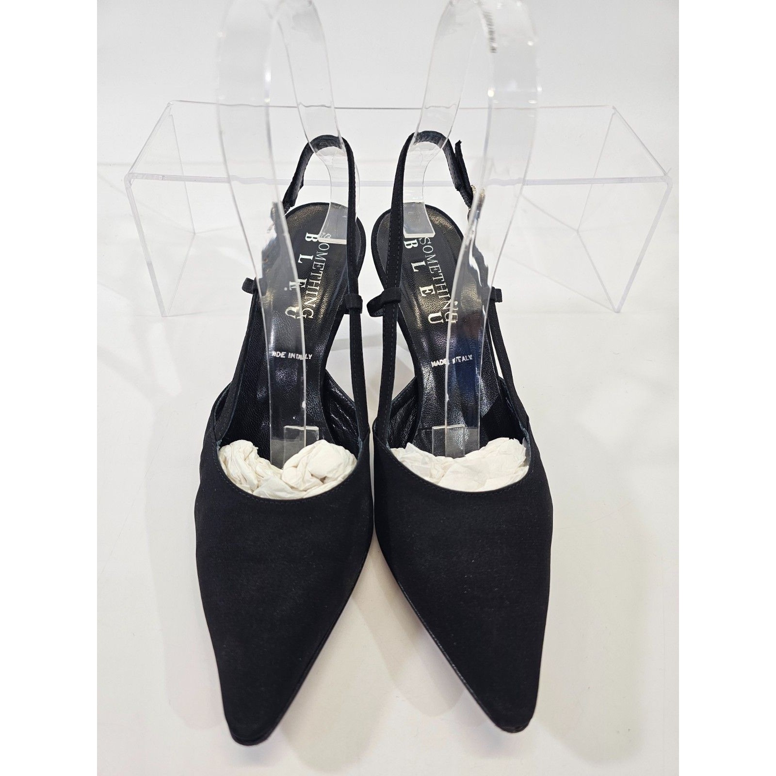 Something Bleu Mule Slingback Heels Pumps Lavorazione Artigiana Women's 8 Euc — image 5 of 8